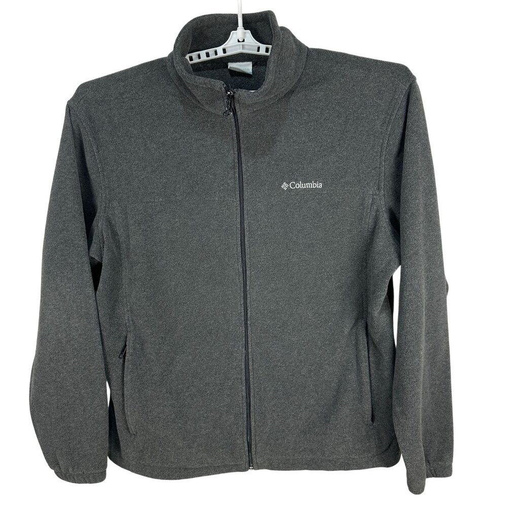 Columbia Mens XXL Fleece Jacket Full Zip Charcoal Gray Warm Outerwear